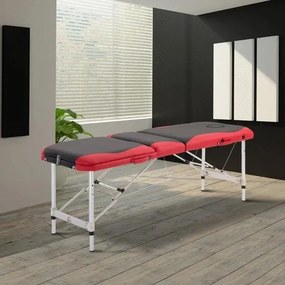Marquesa Mesa de Massagem Dobrável e Portátil com Altura Ajustável e Apoio para a Cabeça 180x60x62-82 cm Vermelho e Preto
