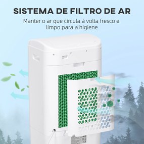 Climatizador Refrigerador de Ar Portátil 3 em 1 com 3 Velocidades Controlo Remoto Temporizador 7,5h Ecrã LED 37x32x78cm Branco