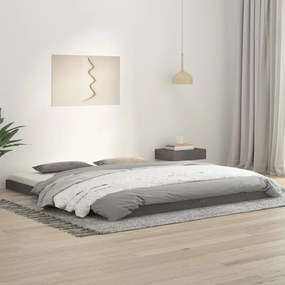 Estrutura de cama super king 180x200 cm pinho maciço cinzento