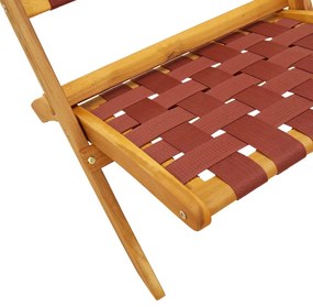 Cadeiras jardim dobráveis 2 pcs c/ mesa madeira maciça vermelho