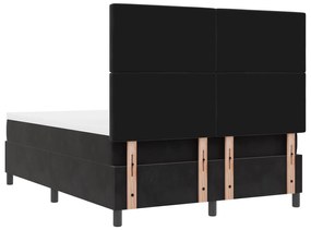 Cama Box com Colchão e Banco Preto 140x200 cm Veludo