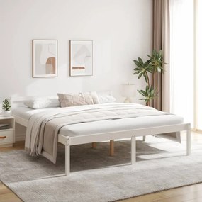 Cama para idosos super king size 180x200 cm pinho maciço branco