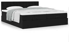 Estrutura de cama otomana com colchões 180x200cm veludo preto
