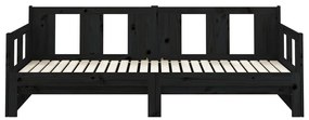 Estrutura sofá-cama de puxar 2x(90x190) cm pinho maciço preto