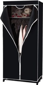 Armario Guarda Roupa de tecido dobrável com fecho de correr Organizador de roupa têxtil com varão de suspensão 74 x 50 x 172 cm Preto