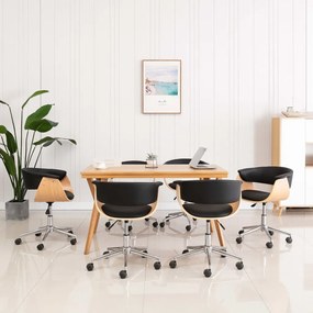 vidaXL Cadeiras de jantar giratórias 6 pcs couro artificial preto