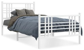 Estrutura de cama com cabeceira e pés 107x203 cm metal branco