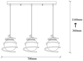 Candeeiro de Teto Elegance – Preto – 70 cm de Diâmetro