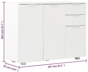 Aparador 107x35x80,5 cm branco brilhante