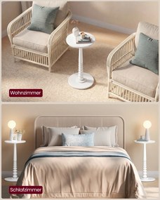 Mesa auxiliar redonda 30 cm de diâmetro em estilo Mid-Century Modern Coleção Mariel, branco