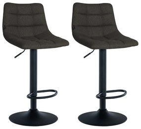 Conjunto de 2 bancos altos Jerry em tecido com estrutura preta 87-108,5 x 43 x 46,5 cm Cinzento escuro
