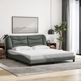 Estrutura de cama sem colchão 180x200 cm tecido cinzento-escuro