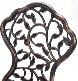 Conjunto de mesa de jardim e 2 cadeiras de jardim Conjunto de 3 peças para exterior em metal cor de bronze