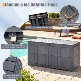 Baú de Arrumação de Exterior, 132 x 61 x 65 cm, Capacidade de 455 L, Cinzento