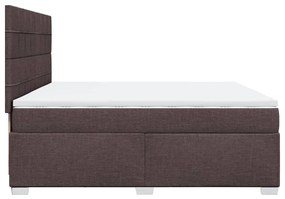 Cama com molas/colchão 200x200 cm tecido castanho-escuro