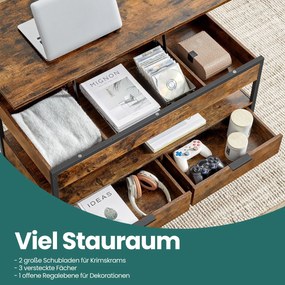 Mesa de centro com tampo ajustável em altura 50 x 100 cm Castanho vintage + Preto
