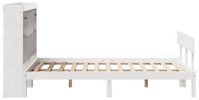 Cama com estante sem colchão 135x190 cm pinho maciço branco