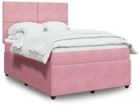 Cama com molas/colchão 160x200 cm veludo rosa