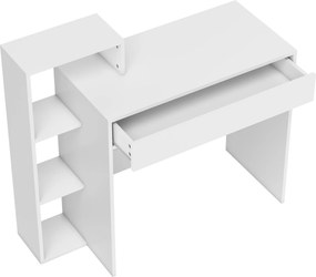 HOMCOM Secretária com arrumação, secretária para computador com 3 prateleiras de arrumação e gaveta, 100 x 40 x 90 cm, branco | Aosom Portugal