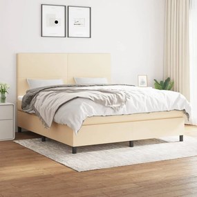 Cama com molas/colchão 160x200 cm tecido cor creme