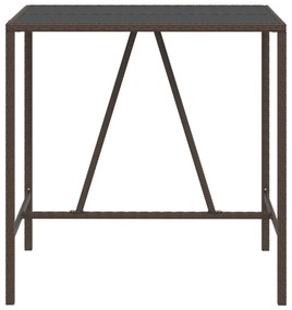 Mesa de bar com tampo de vidro 110x70x110 cm vime PE castanho