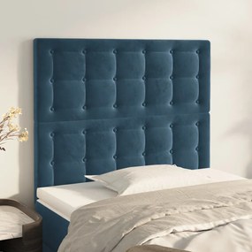 vidaXL Cabeceira de cama 2 pcs veludo 90x5x78/88 cm azul-escuro