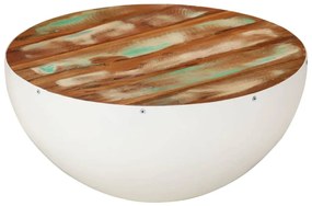 Mesa de centro forma de taça Ø50x24cm madeira recuperada branco