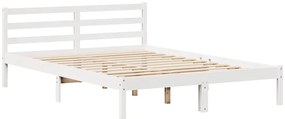 Cama sem colchão 150x200 cm madeira de pinho maciça branco