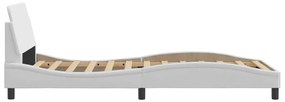 Estrutura cama c/ cabeceira 100x200 cm couro artificial branco