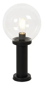Candeeiro de pé exterior preto com globo transparente 50 cm IP44 - Sfera Moderno
