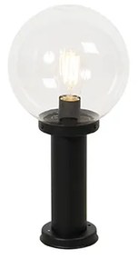 Candeeiro de pé exterior preto com globo transparente 50 cm IP44 - Sfera
