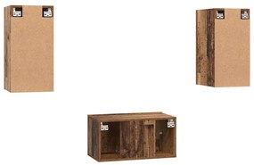 Conjunto de móvel de TV 3 pcs Madeira antiga 60 x 30 x 30 cm