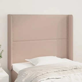 Cabeceira cama c/ abas couro artif. 93x16x118/128 cm cappuccino