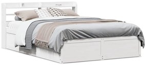 Estrutura de cama com cabeceira 140x200 cm pinho maciço branco