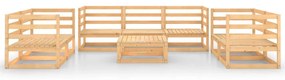 8 pcs conjunto lounge de jardim pinho maciço
