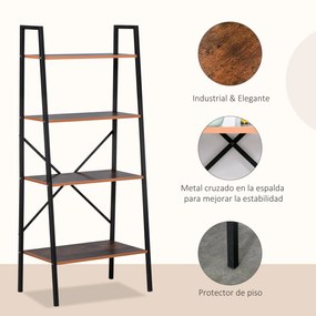 HOMCOM Prateleira de Estante de Escada Industrial com 4 Prateleiras Es