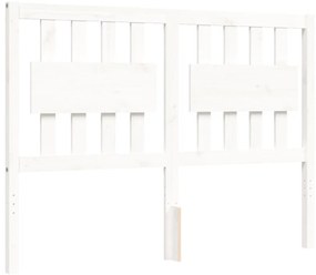 Estrutura de cama com cabeceira 140x200cm madeira maciça branco
