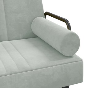 Sofá-cama em forma de L 260x140x70 cm veludo cinzento-claro