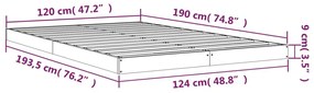 Estrutura cama de casal pequena 120x190 cm pinho maciço preto