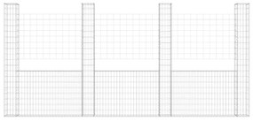 Cesto gabião em forma de U c/ 4 postes 380x20x200 cm ferro