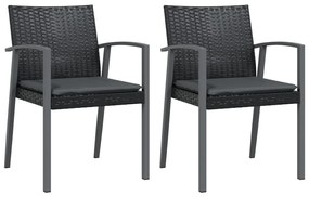 3 pcs conjunto de jantar p/ jardim c/ almofadões vime PE e aço