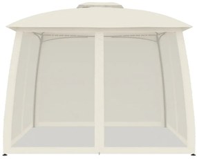 Gazebo com teto duplo e paredes de malha 2,93x2,93 m aço creme