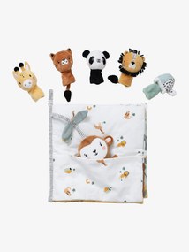 Agora -25% | Livro de atividades + peluches em veludo, Tanzânia cinzento claro liso com motivo