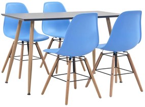 vidaXL 5 pcs conjunto de jantar plástico azul