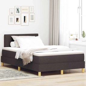 vidaXL Cama Box com colchão Marrom Escuro 120 x 190 cm tecido