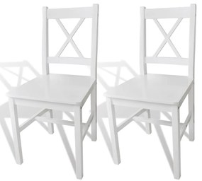 vidaXL Cadeiras de jantar 2 pcs madeira de pinho branco