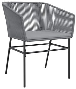 Conjunto jantar jardim 5 peças almofadas vidro vime cinzento PE