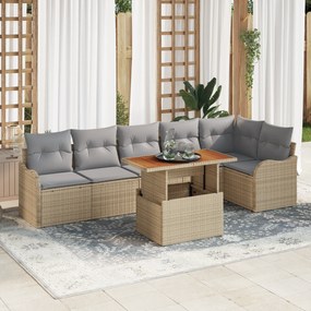 Conjunto de Sofás de Jardim vidaXL com Almofadas Bege em Rattan Poliés
