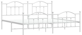 Estrutura de cama com cabeceira e pés 193x203 cm metal branco