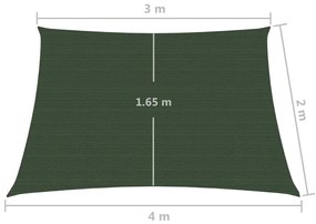 Para-sol estilo vela 160 g/m² 3/4x2 m PEAD verde-escuro